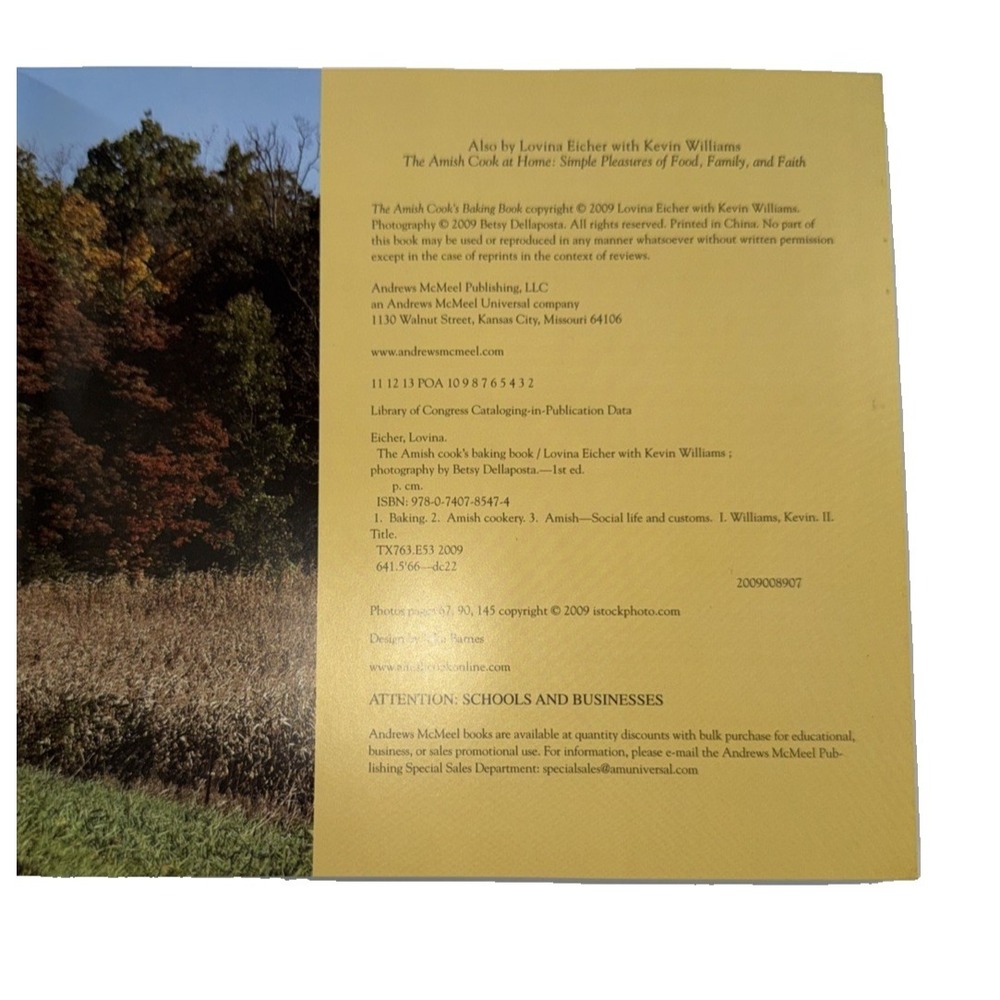 The Amish Cook's Baking Book Lovina Eicher Kevin Williams Hardcover - Picture 8 of 10